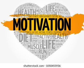MOTIVATION heart word cloud, fitness, sport, health concept