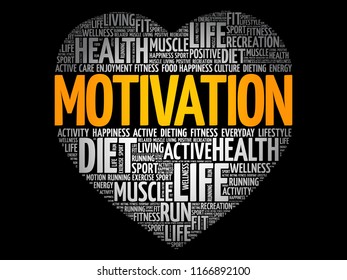 MOTIVATION heart word cloud, fitness, sport, health concept