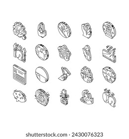 motivation human success isometric icons set. business progress, team challenge, people teamwork, career partnership, person motivation human success color line