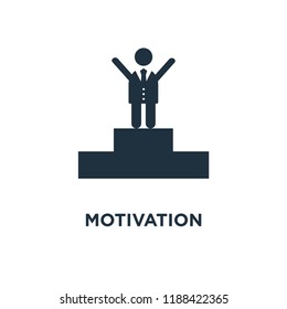 Motivation icon. Black filled vector illustration. Motivation symbol on white background. Can be used in web and mobile.