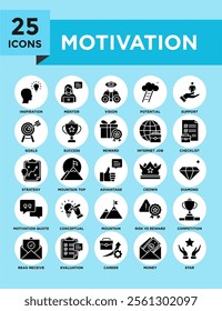 Motivation icon collection set. Containing design success, business, concept, teamwork, inspiration	