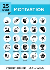 Motivation icon collection set. Containing design success, business, concept, teamwork, inspiration	