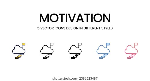Motivation Icon Design in Five style with Editable Stroke. Line, Solid, Flat Line, Duo Tone Color, and Color Gradient Line. Suitable for Web Page, Mobile App, UI, UX and GUI design.