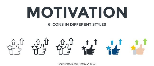 Motivation Icon In Different Style Vector Illustration. Designed In Thin Line, Regular Line, Bold Line, Glyph, Color Fill, And Flat Style Can Be Used For Web
