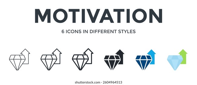 Motivation Icon In Different Style Vector Illustration. Designed In Thin Line, Regular Line, Bold Line, Glyph, Color Fill, And Flat Style Can Be Used For Web