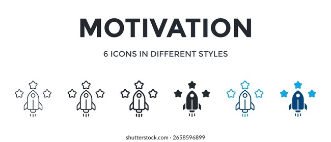Motivation Icon In Different Style Vector Illustration. Designed In Thin Line, Regular Line, Bold Line, Glyph, Color Line, And Color Glyph Style Can Be Used For Web
