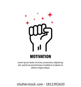 Motivation icon. Fist up. Success, strenght concept. Vector on isolated white background. EPS 10