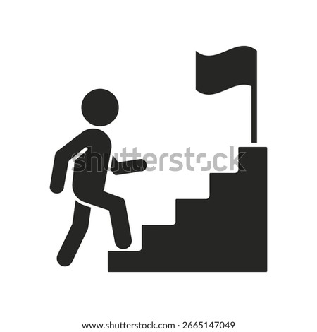 Motivation icon, man chasing a goal symbol. Vector isolated illustration.
