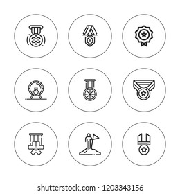 Motivation icon set. collection of 9 outline motivation icons with hamster wheel, medal icons. editable icons.