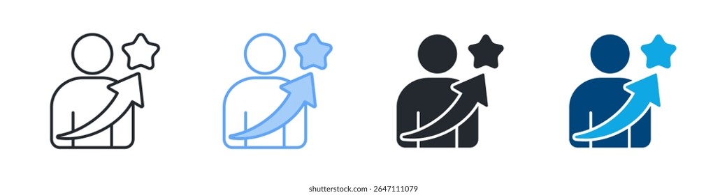 Motivation Icon Set Multiple Style. Designed In Outline, Blue, Glyph, Dual Tone