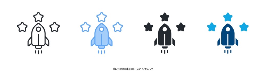 Motivation Icon Set Multiple Style. Designed In Outline, Blue, Glyph, Dual Tone
