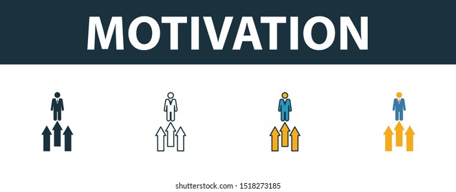 Motivation icon set. Premium simple element from startup icons collection. Set of motivation icon in filled, outline, colored and flat styles.