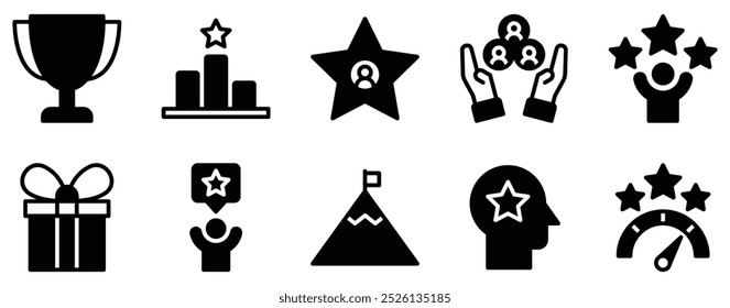 Motivation Icon Set Uplifting Solid Style Collection for Personal and Professional Drive