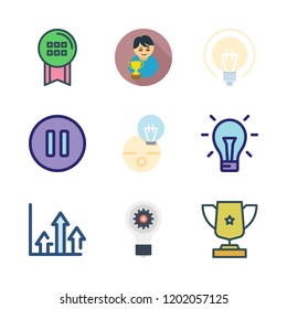 motivation icon set. vector set about trophy, idea, growth and winner icons set.