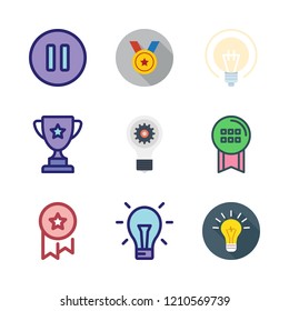 motivation icon set. vector set about idea, trophy, pause and medal icons set.