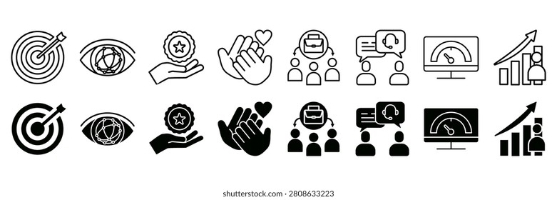 Motivation icon set vector illustration concept with icon of goal, vision, admire