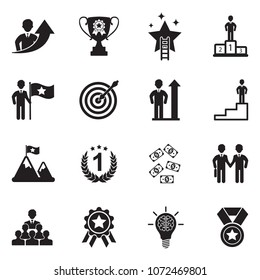 Motivation Icons. Black Flat Design. Vector Illustration. 