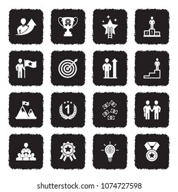 Motivation Icons. Grunge Black Flat Design. Vector Illustration. 