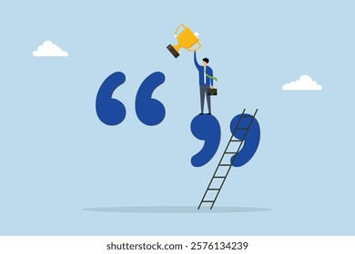 Motivation and inspiration quote to motivate employee to achieve success, , success businessman on quotation mark.