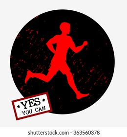 Motivation and inspiration Sport/Fitness  poster. Yes you can.  For logo, T-shirt design, banner, stamp, poster, bodybuilding or fitness club.