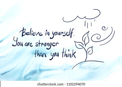 motivation lettering abstract vector words believe in yourself you are stronger than you think