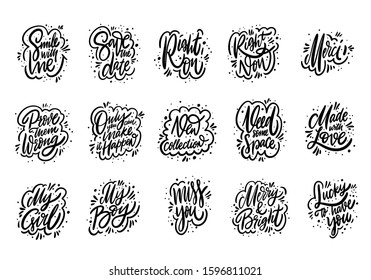 Motivation Lettering Phrases Collection Set Hand Stock Vector (Royalty ...