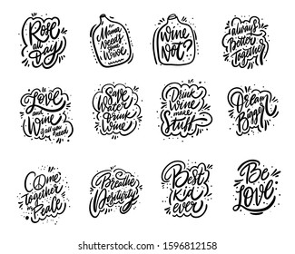 Motivation lettering phrases mega set. Hand drawn vector illustration. Positive inspirational quotes. Isolated on white background.