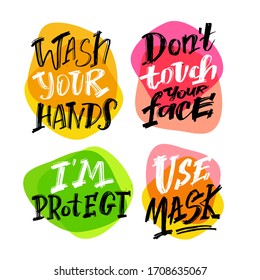 Motivation lettering quote for self quarine time. Hand drawn motivation card design. Lettering quote about covid-19.