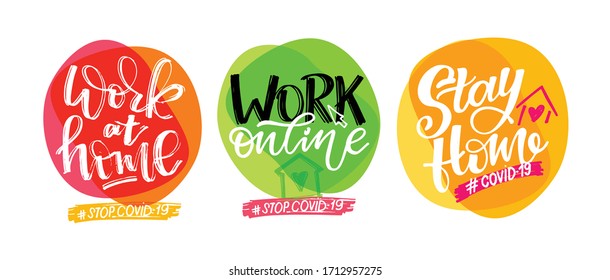Motivation lettering quote for self quarine time. Hand drawn motivation card design. Lettering quote about covid-19.