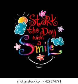 Motivation lettering: "Start the day with a smile"