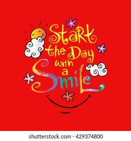 Motivation lettering: "Start the day with a smile"