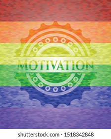 Motivation lgbt colors emblem. Vector Illustration. Mosaic.