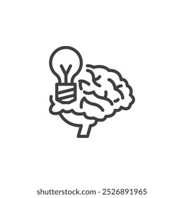 Motivation line icon. linear style sign for mobile concept and web design. Brain with a light bulb outline vector icon. Symbol, logo illustration. Vector graphics