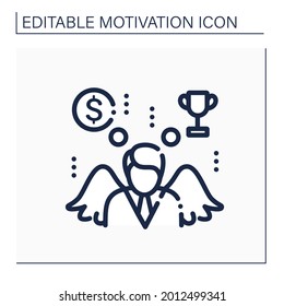 Motivation line icon. Process that initiates, guides, and maintains goal-oriented behaviors. Achieving goals, dreams come true. Self-improving concept. Isolated vector illustration. Editable stroke