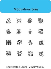  Motivation line icon set. Personal Growth - thin line vector icon set. Pixel perfect. Editable stroke. The set contains icons: