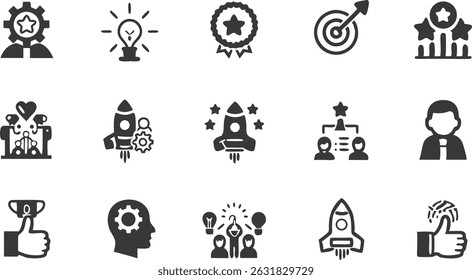 Conjunto de iconos de línea de motivación Pictogramas de Vector de per.eps
