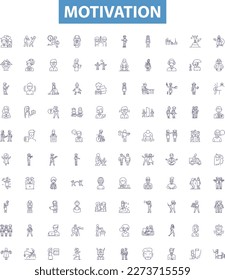 Motivation line icons, signs set. Inspire, Energize, Urge, Incite, Drive, Encourage, Stimulate, Spur, Propel outline vector illustrations.