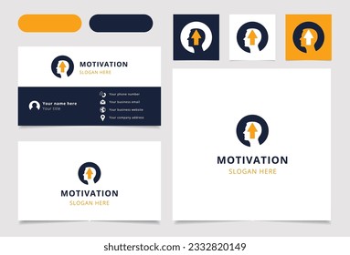 Motivation logo design with editable slogan. Branding book and business card template.