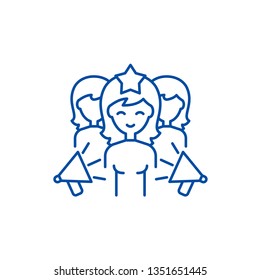 Motivation management line icon concept. Motivation management flat  vector symbol, sign, outline illustration.