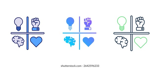 Ícone da Matriz de Motivação representado pelo ícone da Matriz de Motivação Estilo de tons duplos, azul e linha dupla.