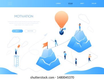 Motivation - modern colorful isometric vector web banner