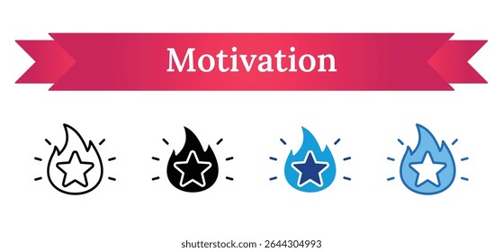 Motivation - Multi Style - Star inside flame, symbolizing passion, drive, and personal or professional motivation