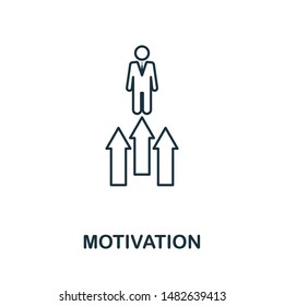 Motivation outline icon. Thin style design from startup icons collection. Creativemotivation icon for web design, apps, software, print usage.