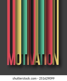 Motivation paper cut text on abstract background with drop shadows. Vector illustration 