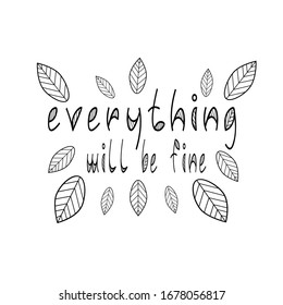 Lápiz de motivación Todo estará bien con el patrón floral.  Ilustración vectorial