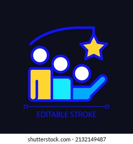 Motivation pixel perfect RGB color icon for dark theme. Progess in collaborative process. Success and achievement. Simple filled line drawing on night mode background. Editable stroke. Arial font used