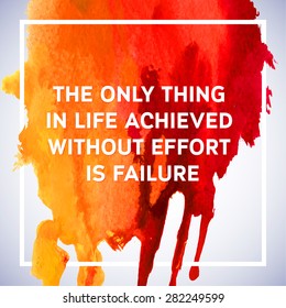 Motivation poster watercolor square card. Bright colorful vector watercolor background