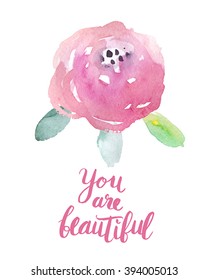 Motivation poster "You are beatiful" Abstract background