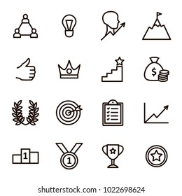 Motivation and Productivity Signs Black Thin Line Icon Set for Web and App Isolated on White Background. Vector illustration