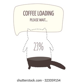 Motivation quote coffee with shape of cat loading progress bar